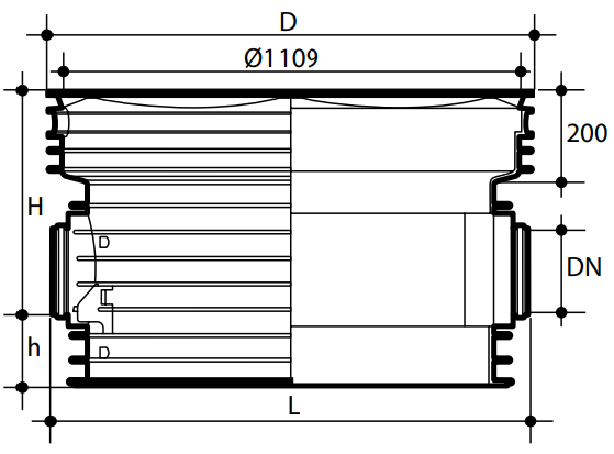 Kanalizační šachtové dno sběrné 45° DN 1000/200 bez těsnění pro vlnovec Wavin Tegra 1000 NG