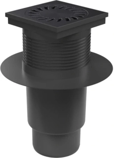 Kanalizační vpusť spodní DN 110 se suchou klapkou a litinovou mřížkou 150x150 mm s límcem Chuděj