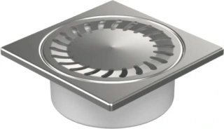 Podlahová vpusť spodní bílá DN 50 s nerezovou mřížkou 150x150 mm Chuděj