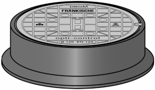 Litinový poklop DN 315/B125 do 12,5t (pojezdný) kulatý pro drenážní revizní šachty Basic-Control a Opti-Control FRÄNKISCHE