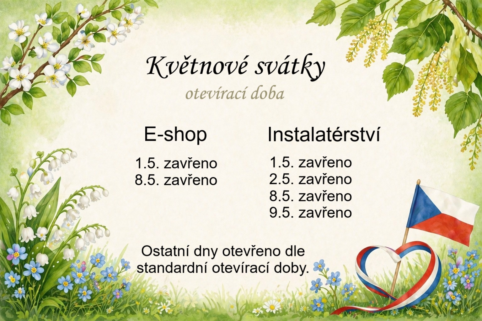 květnová otevírací doba